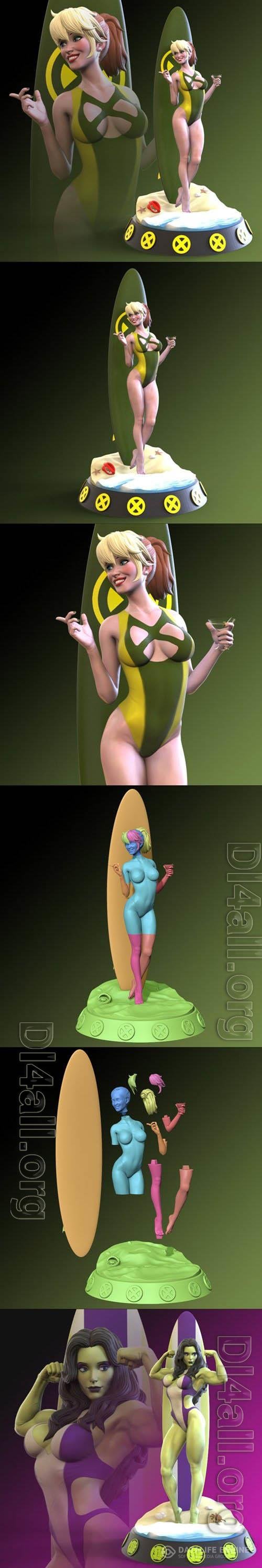 Marvel heroines Surfers 3D Print