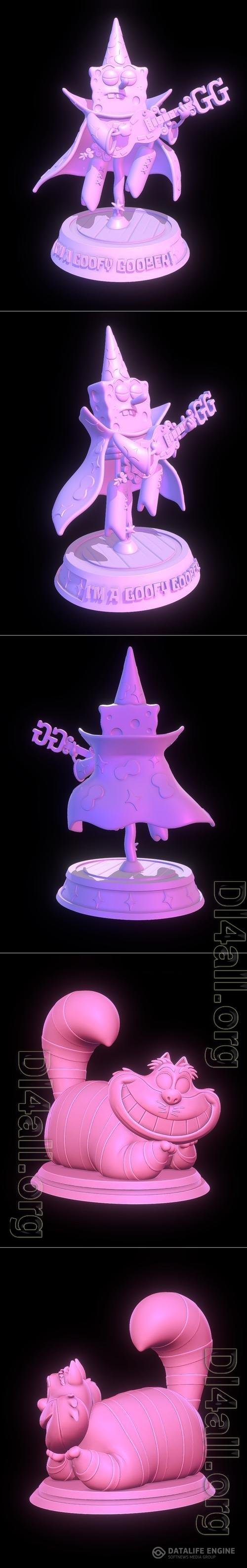 SpongeBob Goofy Goober and Cheshire cat - Alice in Wonderland 3D Print