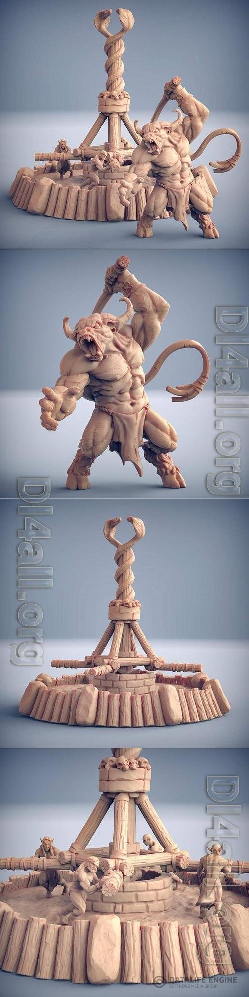 Epic Boss - Minotaur Slaver and Wheel of Pain 3D Print