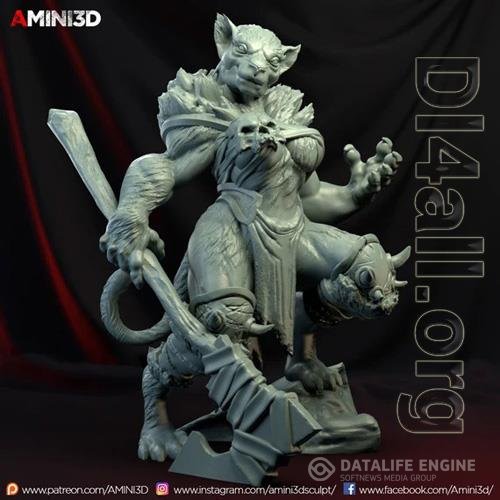 Tabaxi Barbarian Female 3D Print