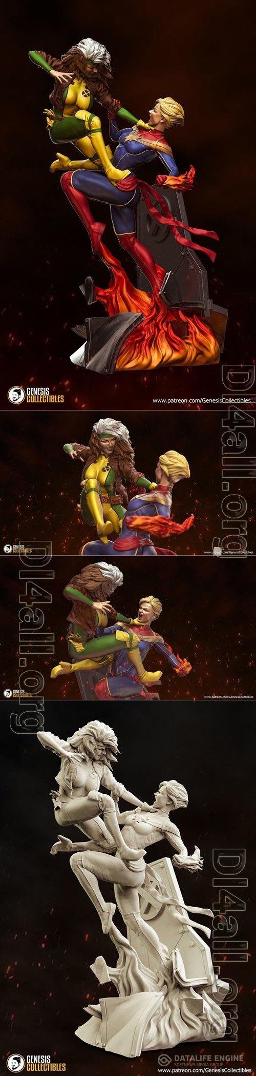 Rogue vs Captain Marvel 3D Print