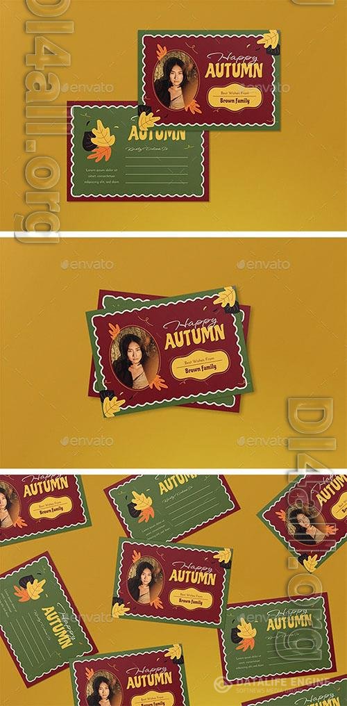 Green Flat Design Autumn Greeting Card 39156301 Psd