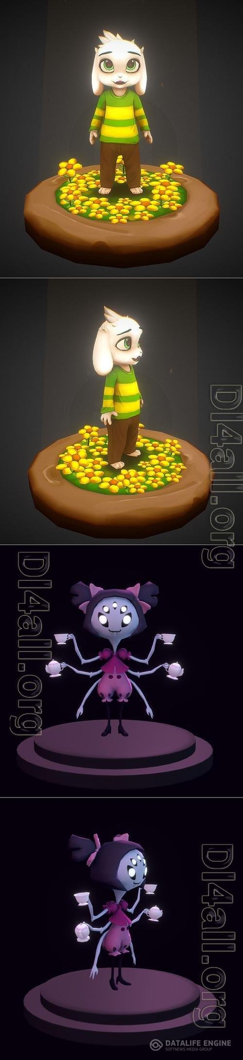 Kid Asriel and Muffet 3D Print