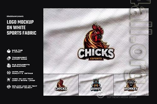 Logo Mockup on White Sports Fabric