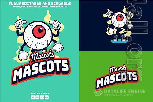 Eye Character Mascots Design Editable Text