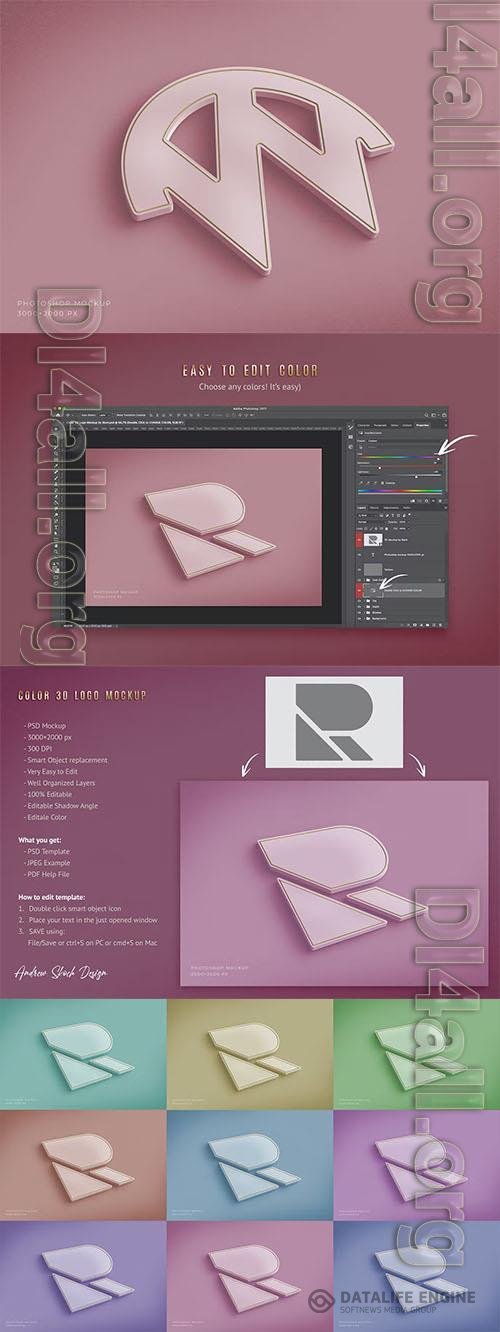 Color 3D Logo Mockup