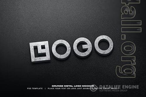 Grunge metal logo mockup