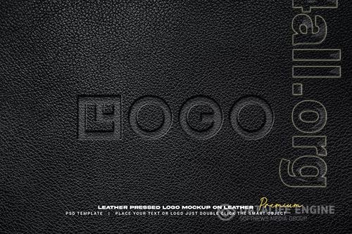 Leather pressed logo mockup