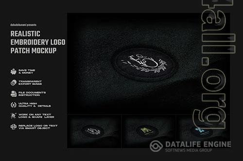 Realistic embroidery logo patch mockup PSD