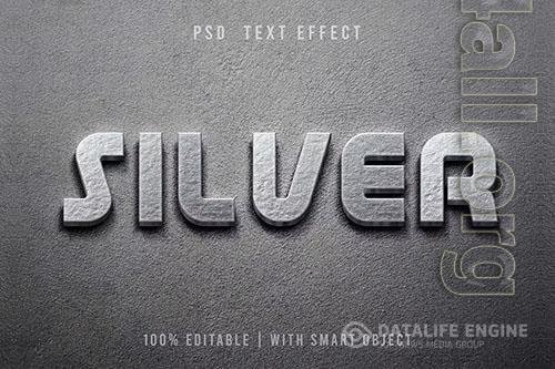 3D Silver Text effect - Template Editable PSD