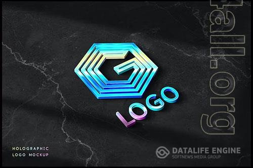 Holographic Logo Mockup PSD