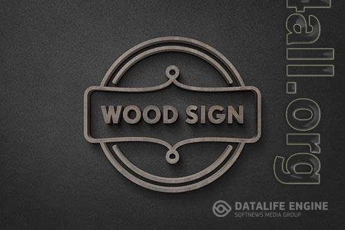 Dark Wood Sign Logo Mockup