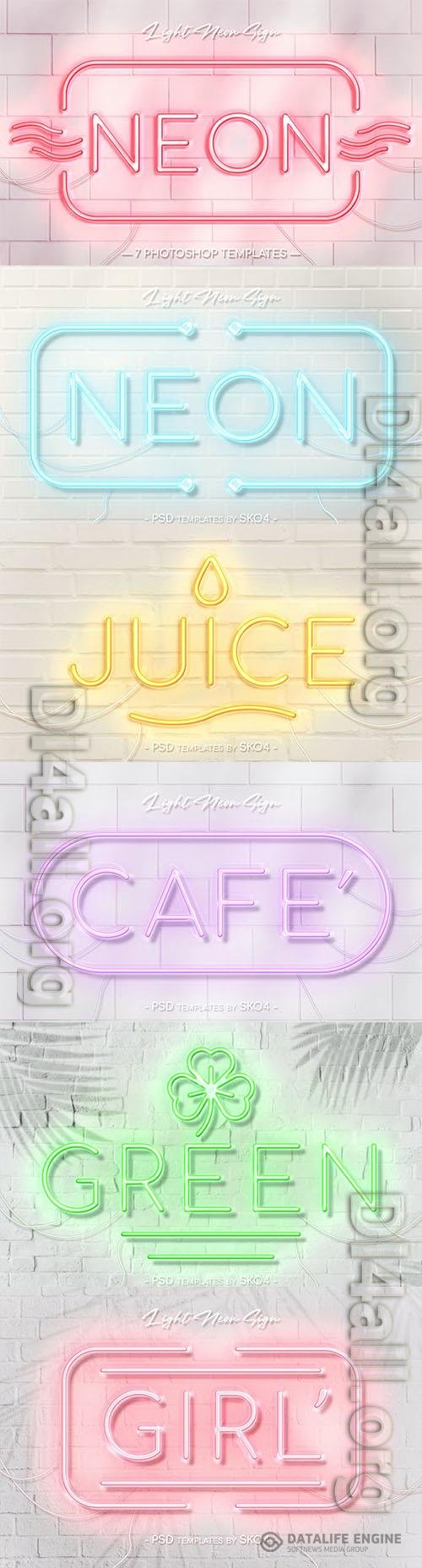 Light Neon Wall Sign PSD