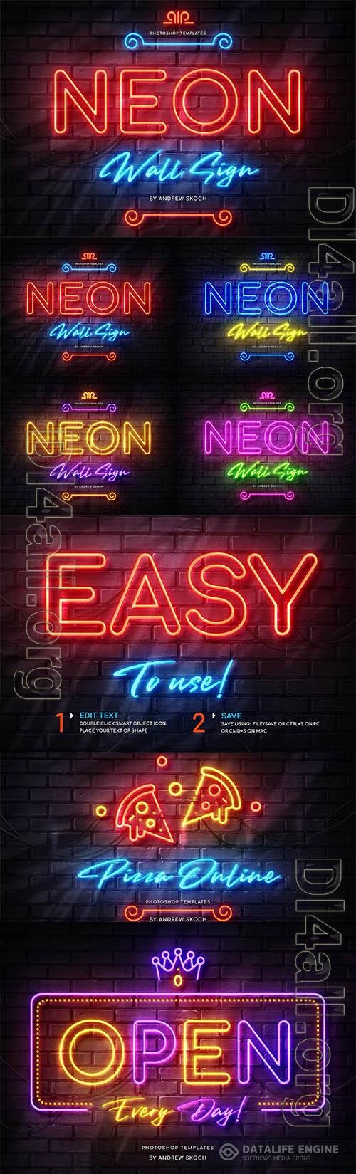 Neon Wall Sign Creator PSD