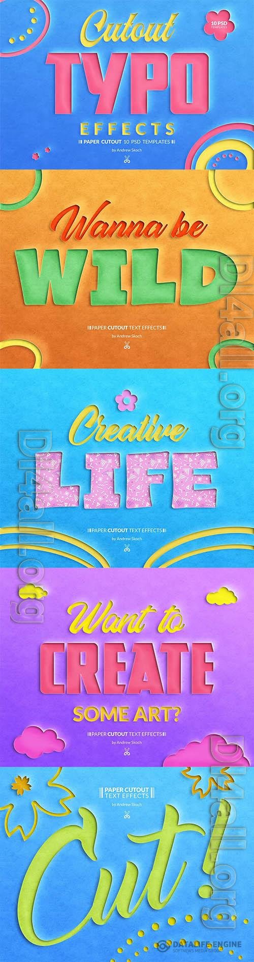 Paper Cut Out - 10 Templates PSD