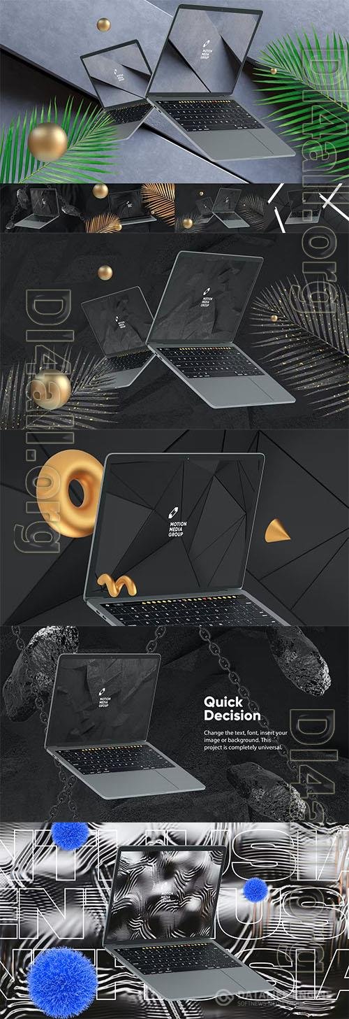 10 Black Laptop Mockups