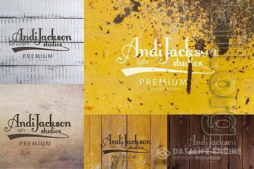 10 Cracked Vintage Logo Mockup Vol. 04 PSD