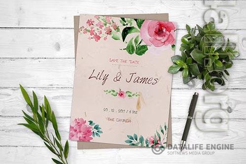 Watercolor Floral Save The Date Wedding Flyer