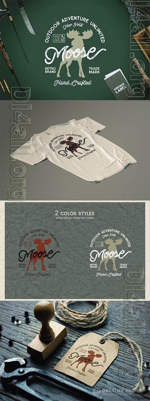 Moose Vintage Logo Template Label