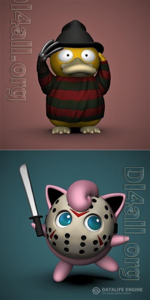 Psyduck Freddy Krueger and Jigglypuff Jason 3D Print