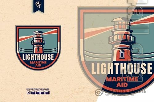 Vintage Lighthouse Badge Logo PNG