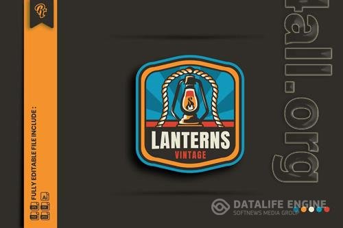 Vintage Lantern Badge Logo PNG