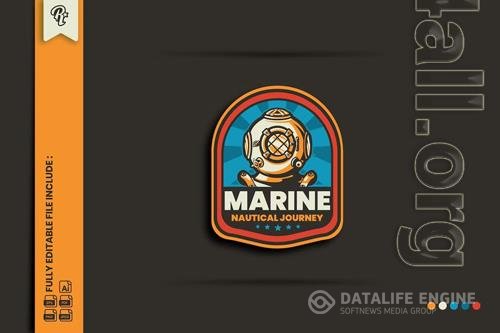 Retro Marine Nautical Badge Logo PNG