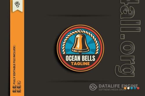 Retro Ocean Bells Badge Logo PNG