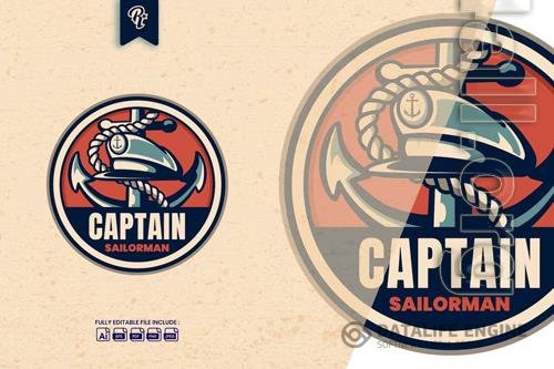 Vintage Captain Sailorman Badge Logo