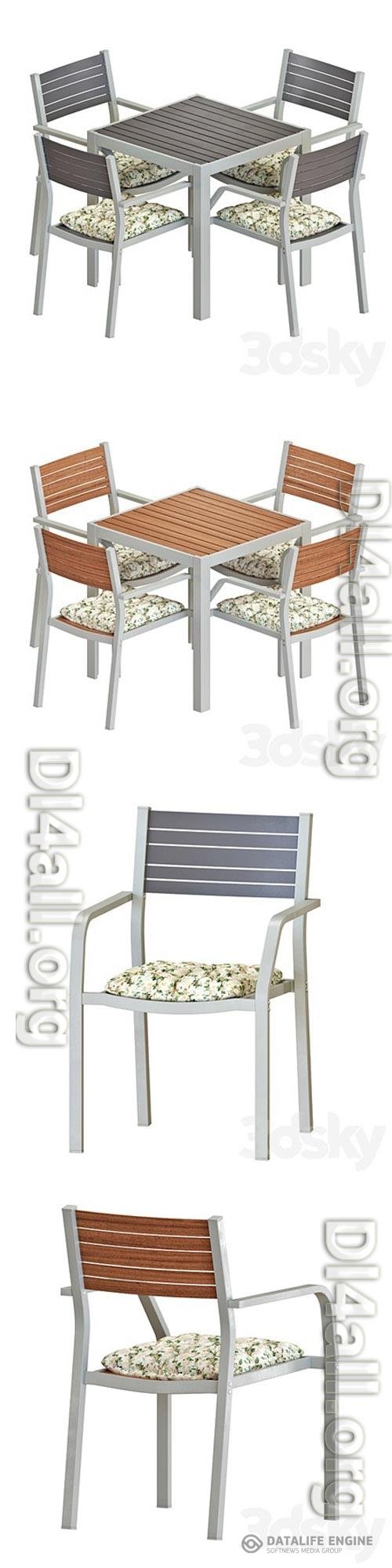 IKEA SJALLAND TABLE AND CHAIRS SET 02 3D Models