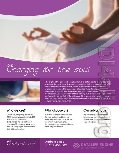 Modern Corporate Yoga Class Flyer and Facebook Cover Template PSD