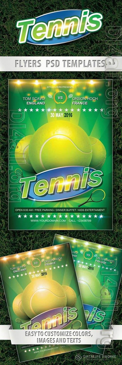 Green Glitter Tennis Game Flyer Template PSD