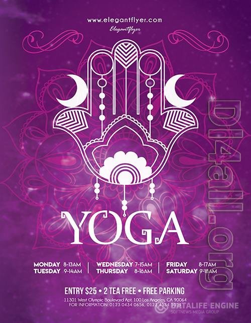 Creative Pattern Yoga Flyer Template and Facebook Cover PSD