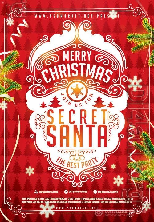 Secret Santa event flyer psd