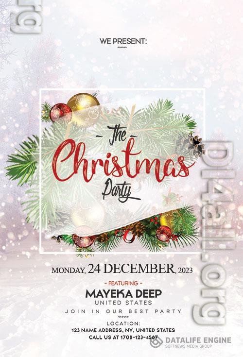 Luxurious Festive Merry Christmas Flyer Template