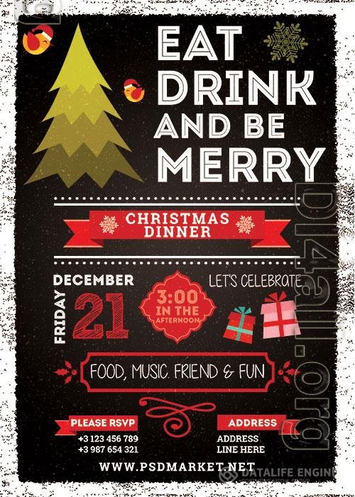 Christmas dinner a5 flyer psd