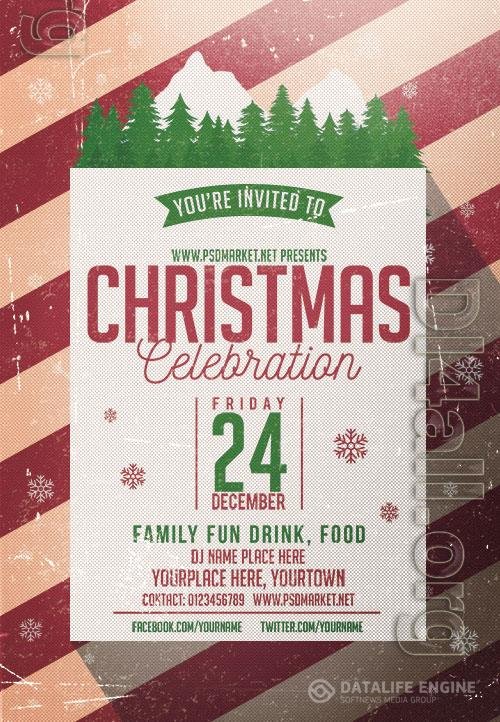 Christmas celebration party flyer psd