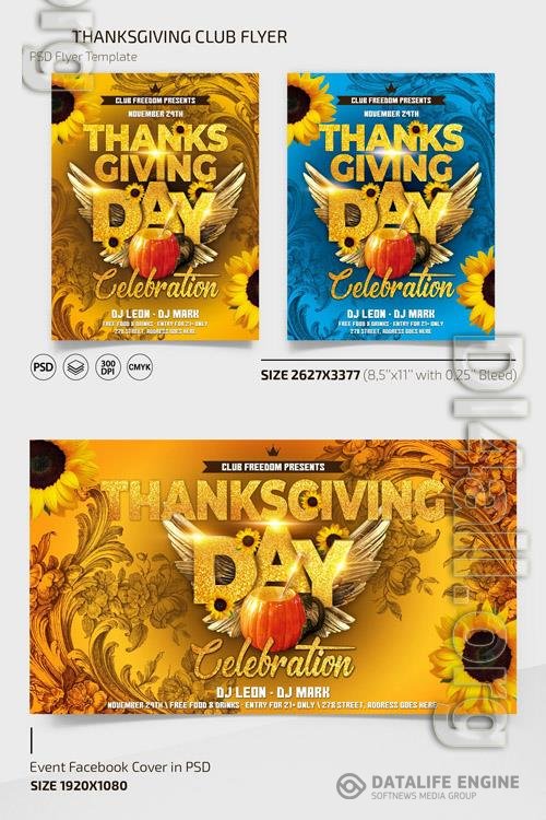 THANKSGIVING CLUB TEMPLATE + INSTAGRAM POST (PSD)