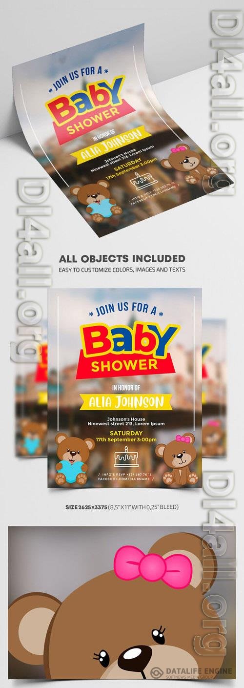 Modern Border Baby Shower Flyer Template