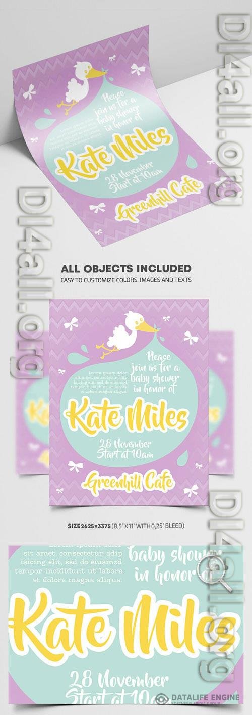 Illustrated Modern Baby Shower Flyer Template