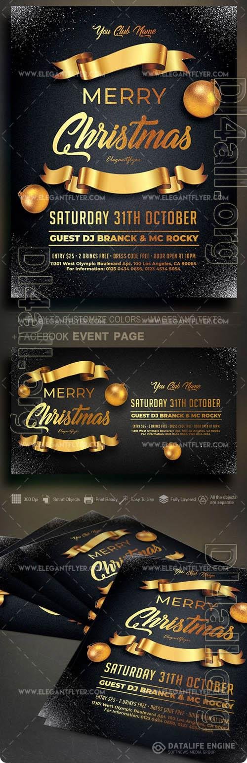 Bold Elegant Golden Merry Christmas Flyer Template