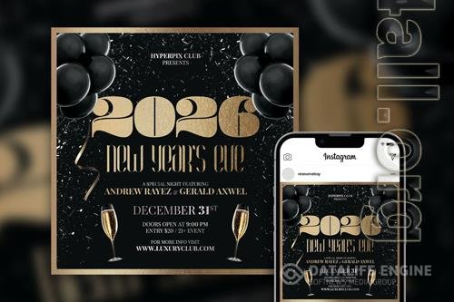 Elegant Glittery New Year's Eve Party Instagram Post Template