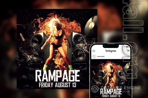 Flame Splash Rusted Rock Music Instagram Template