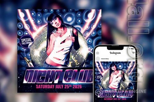 Dazzling Spectacular Nightclub DJ Party Instagram Post Template