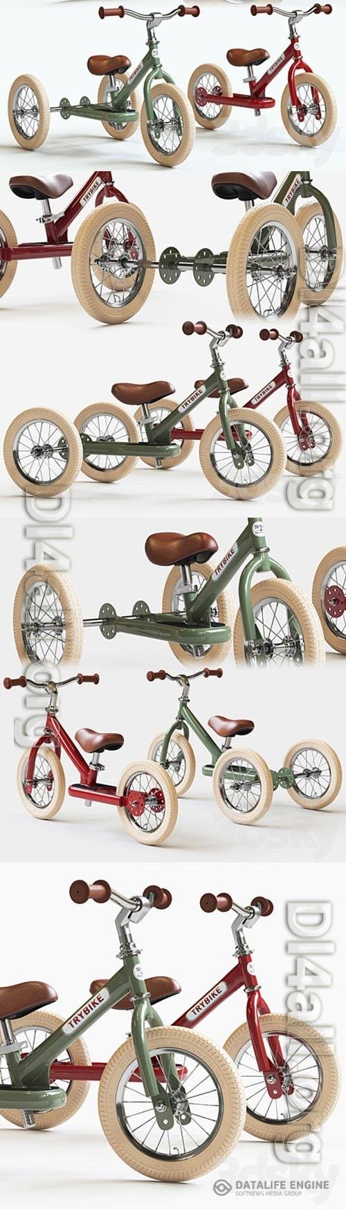 Trybike Tricycle et draisienne Acier 2-en-1 Vintage Bleu petrole 3D Models