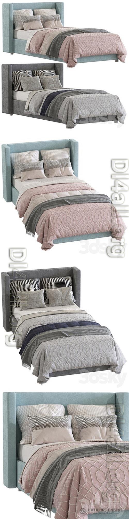 Bed Elliot Shelter Upholstered Headboard 2 3D Models