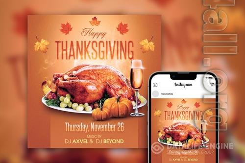 Tasteful Leafy Thanksgiving Instagram Post Template PSD