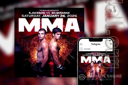 Stunning Spark MMA Fight Instagram Post Template PSD