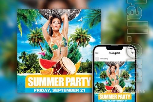 Joyful Tropical Bikini Summer Beach Party Instagram Post Template PSD