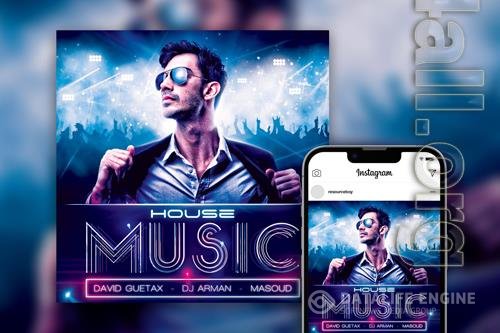 Fabulous Futuristic Neon DJ Party Instagram Post Template PSD